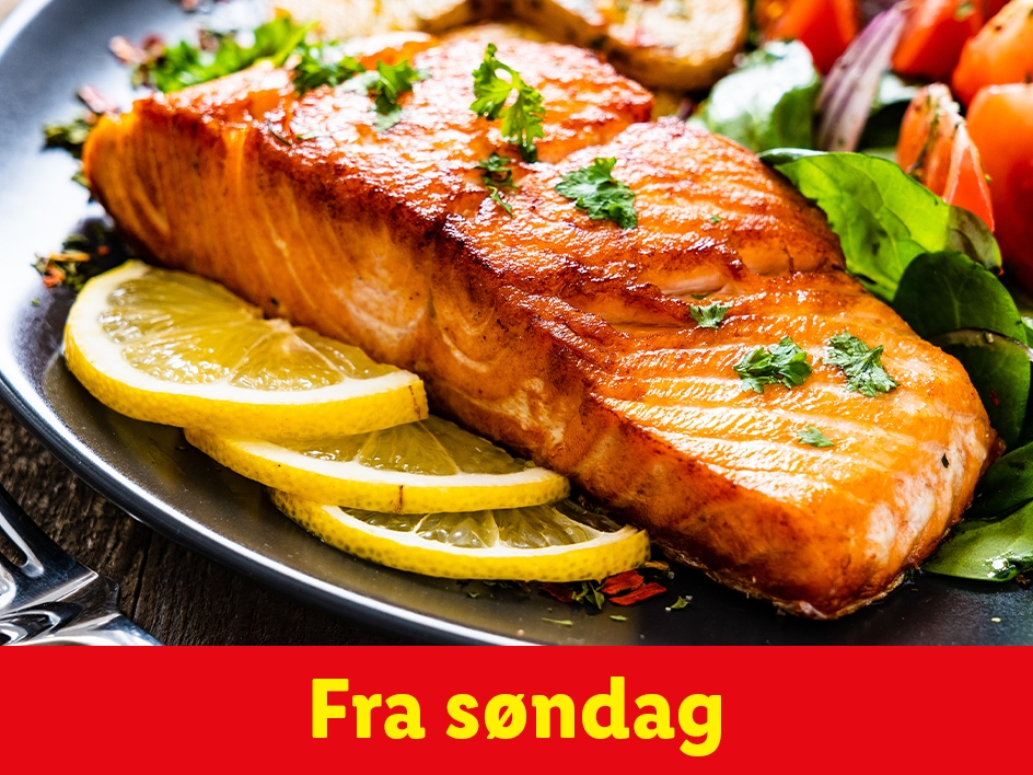 Paneret laks med citron og salat, fra søndag.