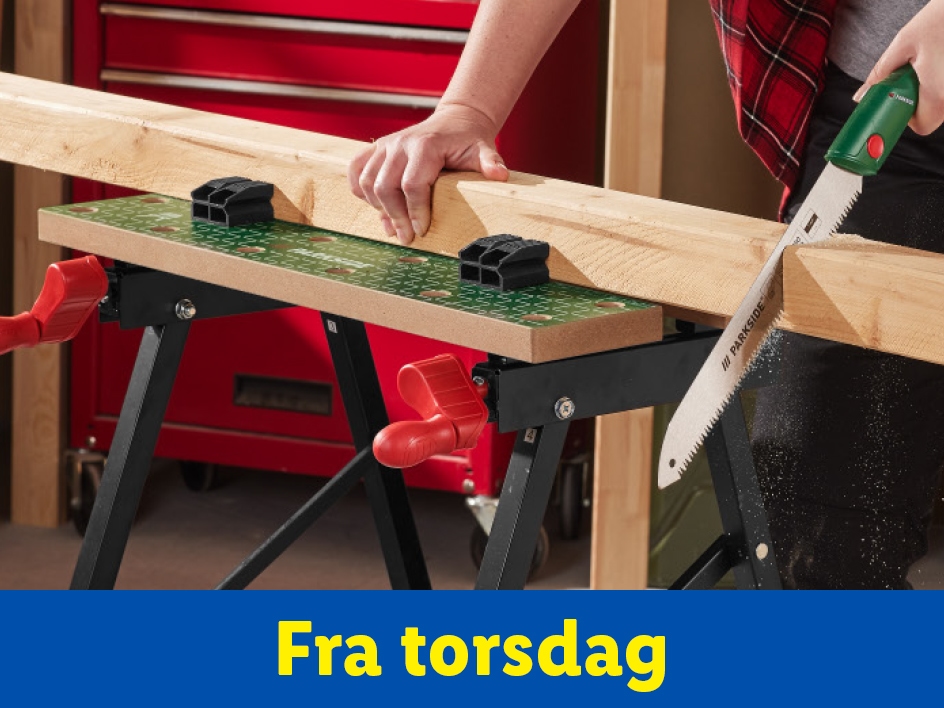 Parkside håndsav bruges på et arbejdsbord fra torsdag.