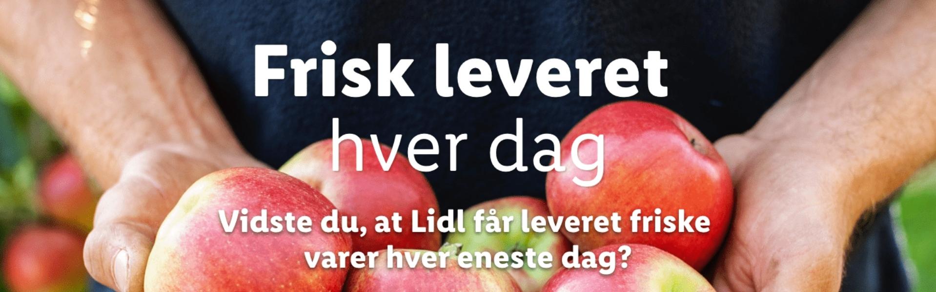Lidl leverer friske varer dagligt, herunder æbler.