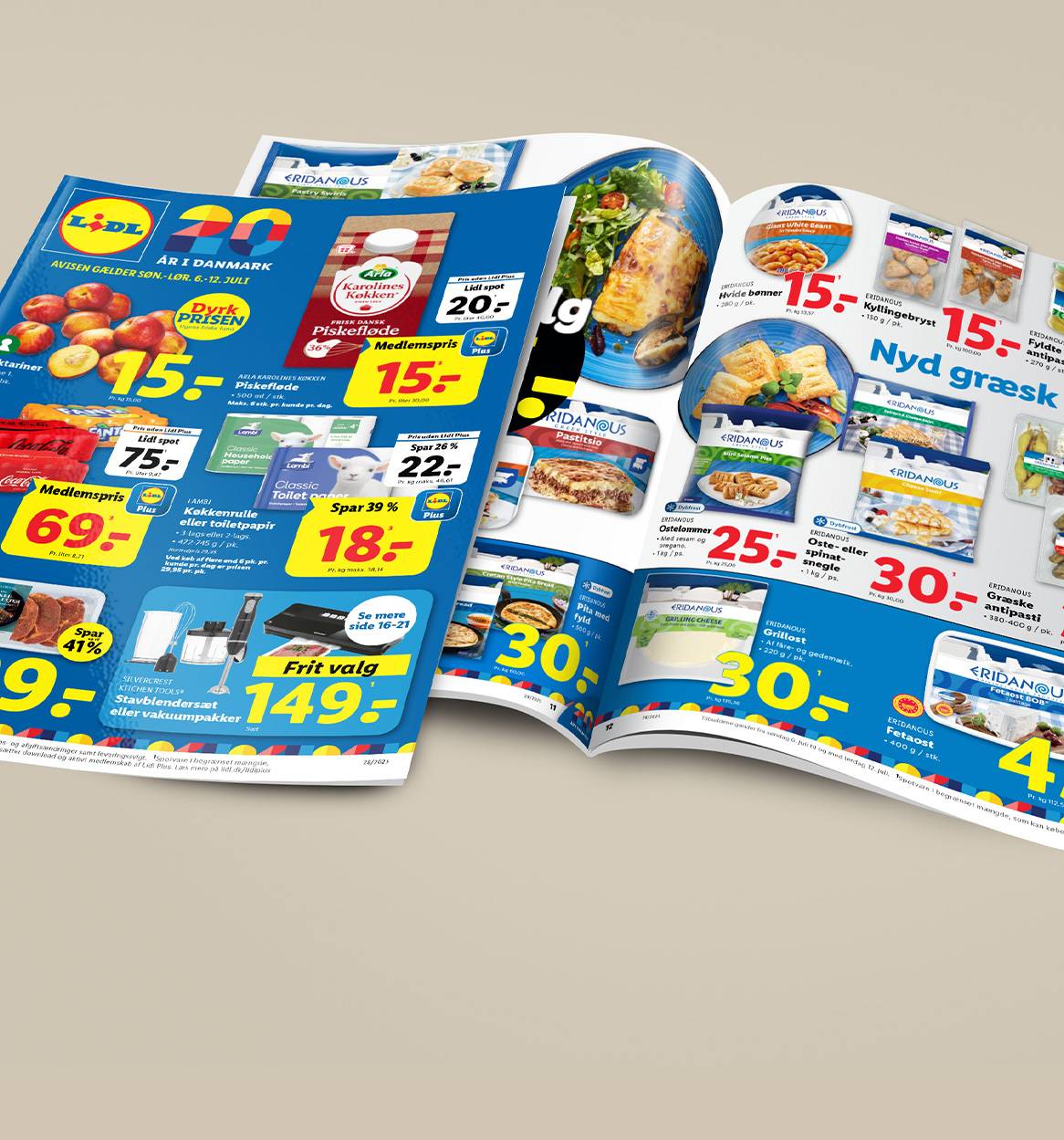 LIDL avis med tilbud på Ridanus produkter, Arla mælk og diverse fødevarer.