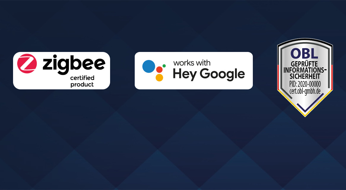 Zigbee-certificeret produkt, virker med Google.